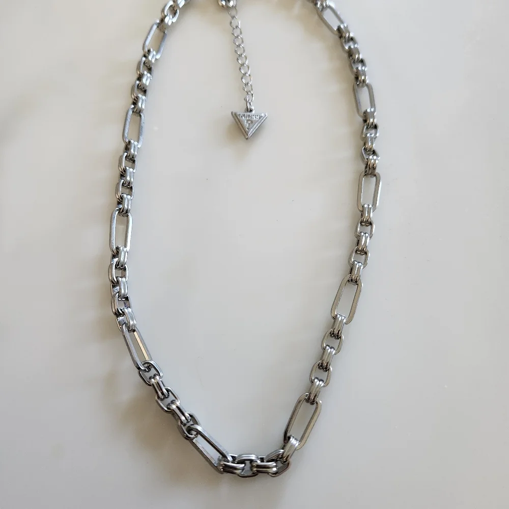 Silver Chain Necklace with Triangle Pendant